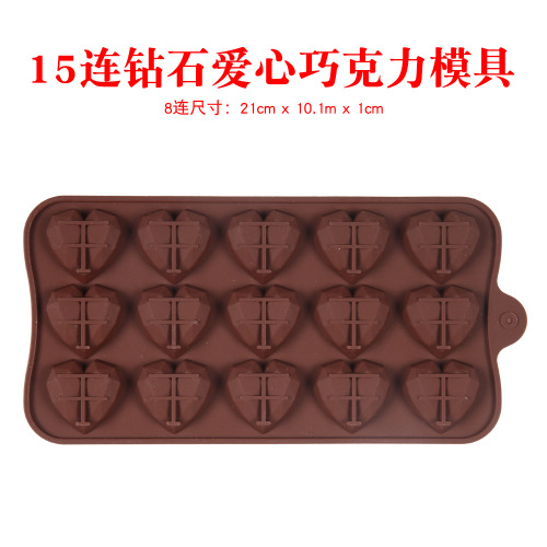 15-Piece Diamond Love Chocolate Die Insert candle Fondant Epoxy Biscuit Mold Jelly Pudding Mold
