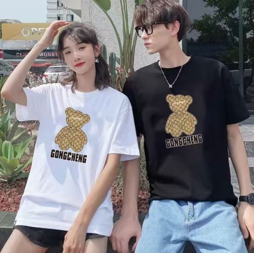 cartoon anime cotton t-shirt couple wear combed cotton short sleeve stretch cotton casual wear