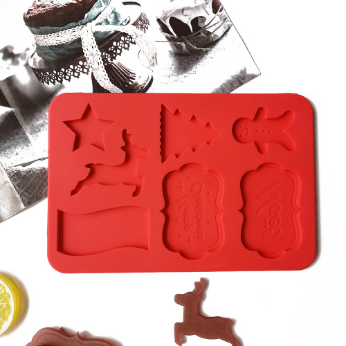 silicone 7-Piece Christmas Card Ice Cream Jelly Pudding Soap Cake Mold Baking Tool 