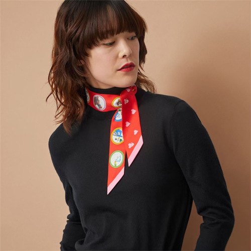 Long Scarf Tie Bag Handle Scarves Small Silk Ribbon Scarf Bag Belt Women‘s Scarf Hair Band Belt Accessories