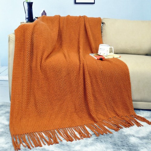 Amazon Thickened Knitted Blanket Nordic Sofa Blanket Hotel Bed Blanket Tassel Shawl Blanket Cover Blanket Bed Bed Towel