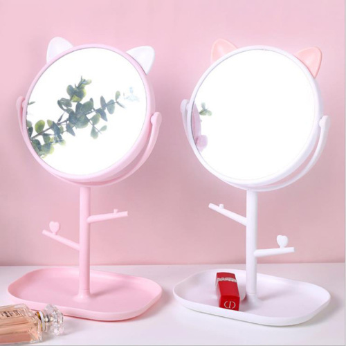 desktop cartoon mirror desktop kt princess mirror large round mirror student dormitory dressing mirror with storage mirror cosmetic mirror