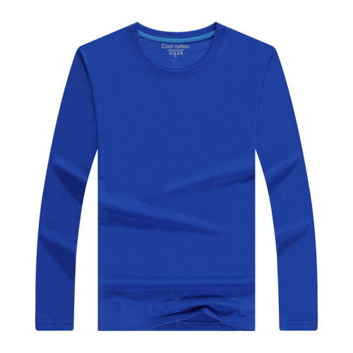 Combed Cotton 220G， round Neck Long Sleeve T-shirt， Long Sleeve Polo Shirt Wholesale Custom