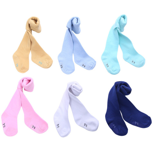Sports Floor Non-Slip Children‘s Leggings Socks Cotton Breathable Sweat-Absorbent Solid Color Baby Pantyhose Dancing Socks
