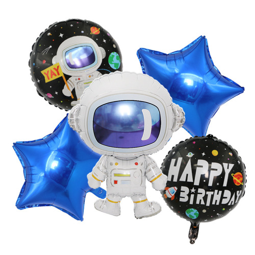amazon birthday spaceman theme party decoration astronaut rocket spacecraft aluminum foil balloon five-piece set