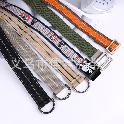 Unisex D-Type Double Ring Buckle Color Adjustable Polyester Cotton Knitted Jump Point Ribbon Waistband Factory Direct Sales 037