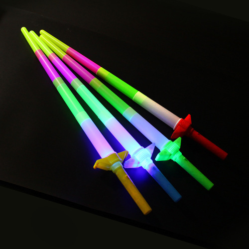 large telescopic light stick luminous toy four-section flash stick push small gift night market stall supply wholesale