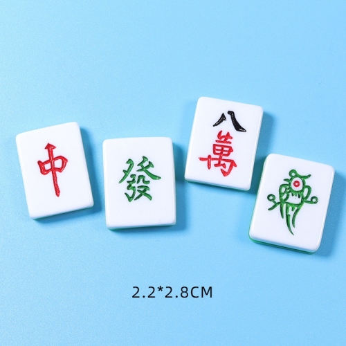 fun resin accessories simulation mahjong brand red fortune refrigerator sticker brooch material diy phone case decoration