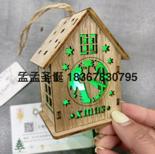 factory direct sales cistmas gift cistmas ball cistmas lights house wooden cistmas pendant