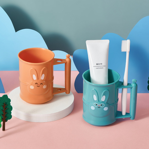 New Plastic Bunny Washing Cup Household Portable with Handle Tooth Cup Couple Travel Cartoon Mouthwash Cup