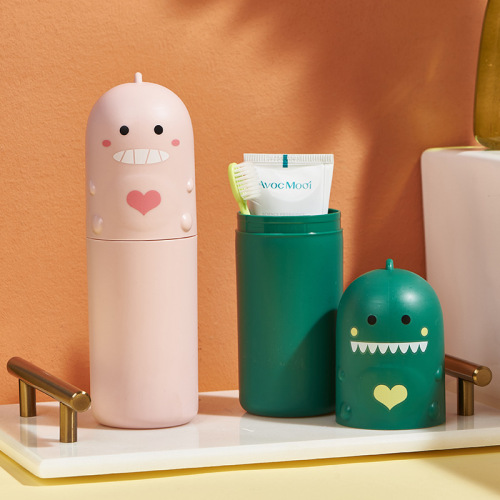cute personalized cartoon travel mouthwash cup portable set toothbrush toothpaste storage box dinosaur toothbrush box wholesale