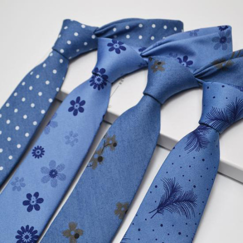 Fashion Simple Casual New 7cm Custom Denim Quality Formal Wear with Scarf men‘s Tie