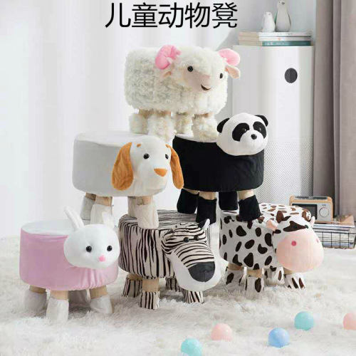 Cartoon Animals stool Creative Solid Wood Children‘s Shoe Changing Stool Household Advertising Gift round Bench Fabric Sofa Stool