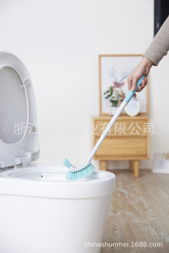 Shunmei Dual-Function Long Handle Cleaning Brush Plastic Scrubbing Brush Toilet Brush Double-Headed Brush