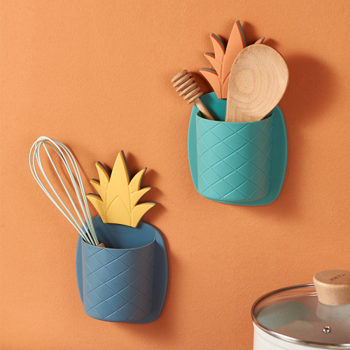 New Kitchen Knife and Fork Chopsticks Rack Wall-Mounted Punch-Free Cute Pineapple Storage Rack Simple Pp Storage Rack