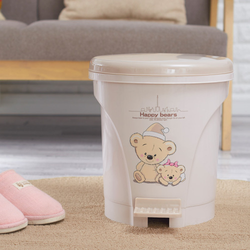 Shunmei Happy Bear Fashion Creative Living Room Pedal Trash Can Toilet Kitchen Household Sanitary Bucket Plastic with Lid