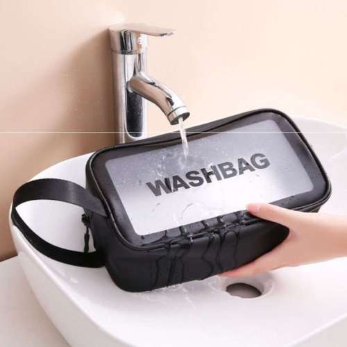 Black Medium Ins Wind Net Red Frosted Cosmetic Bag Large Capacity Portable Travel Wash Bag PU Leather Waterproof Makeup