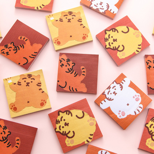 cute tiger sticky note creative three-dimensional oil painting stick hand account material sticky note book message sticker