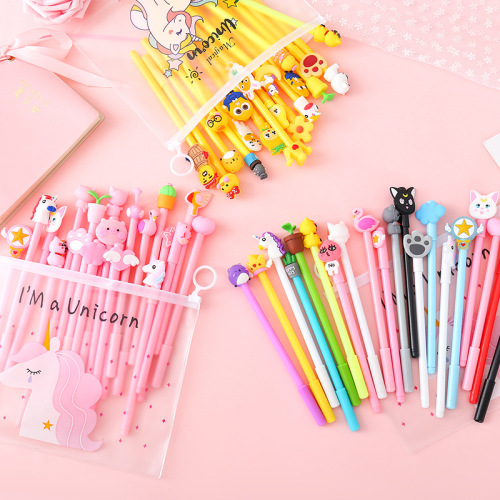 cute pink girl gel pen set student cartoon signature pen combination bag black 0.5mm20 pack