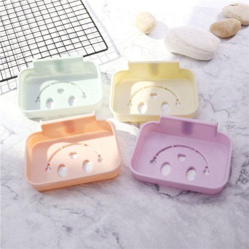 smiley face punch-free soap holder bathroom draining soap box toilet soap rack wall-mounted storage rack