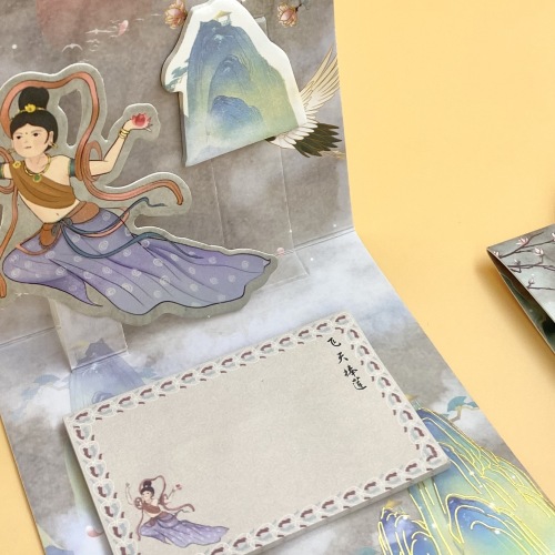 Dunhuang Apsara God Sticky Note National Style Note Paper 3D Three-Dimensional Note Book N-Time Note Paper for Students