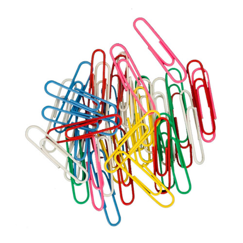 50mm Colorful Clip Wholesale Boxed Candy Color Plastic Coated Creative Paper Clip Paper Clip File Fixing Needle
