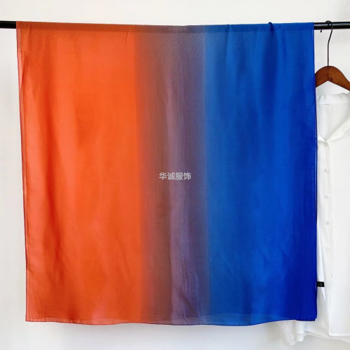 new silk satin gradient transition color silk scarf 90*180 spring bright color silk scarf beach towel