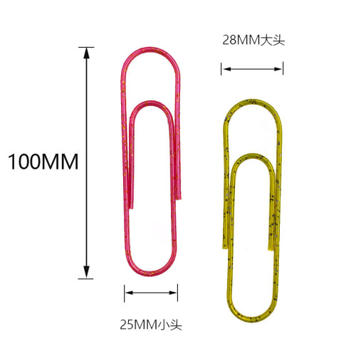 spot supply 78mm plastic-coated bright color paper clip rose gold metal paper clip gold paper clip office stationery
