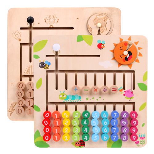 wooden children‘s digital location calculation rack 3-6 years old primary school children learn mathematics addition and subtraction calculation montessori education