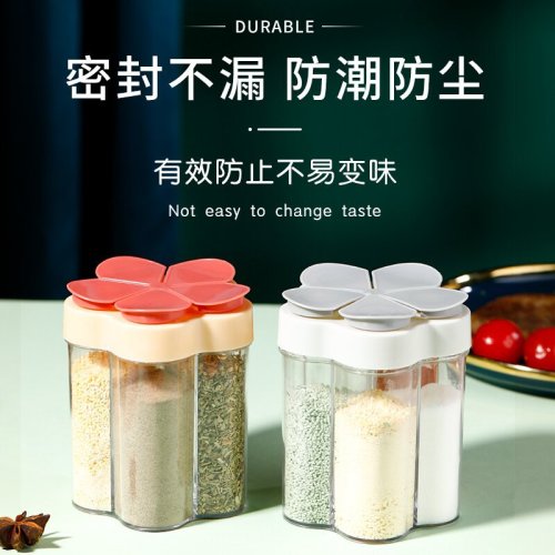 5 grid kitchen seasoning box japanese style with lid seasoning jar kitchen 5-grid integrated portable seasoning box