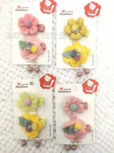 Korean Style Children‘s All-Inclusive Cloth New Baby Broken Barrettes sweet and Cute Fabric Flower Cartoon Barrettes