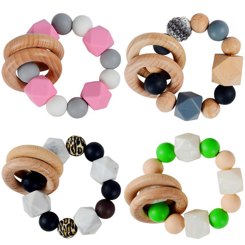 baby teether bracelet beech silicone beads teether baby rattle stroller accessories toys baby products