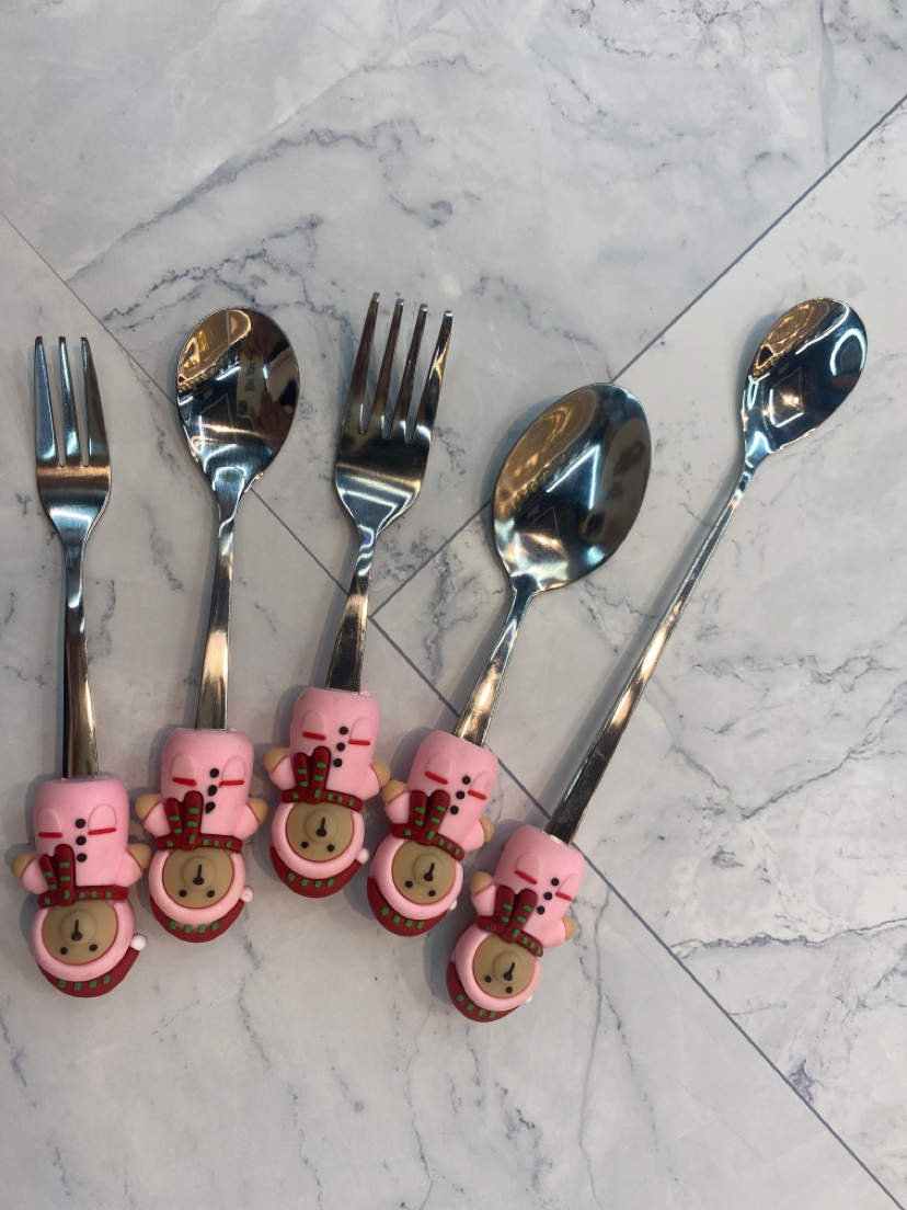 儿童勺子叉子卡通图案调羹不锈钢勺儿童餐具详情1