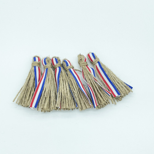 hemp rope tassel hanging tassel pendant accessories hemp rope red， white and blue ribbon can be made as needed european and american style