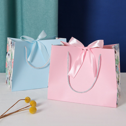 simple gift bag with ribbon handbag candy bag snack packaging bag storage bag factory wholesale paper bag logo
