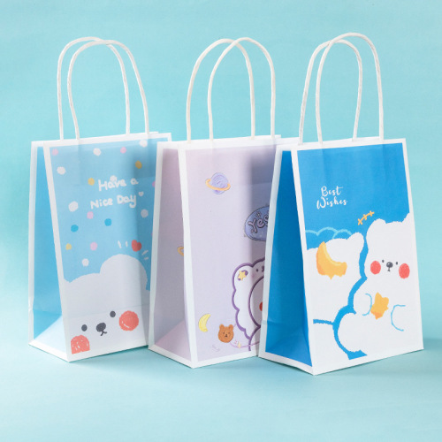 ins gift bag cute cartoon kraft paper handbag creative snack gift packaging bag birthday gift bag