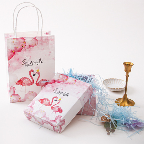 Spot Valentine‘s Day Pink Gift Box Lid Jewelry Gift Box white Card Portable Paper Bag Packaging Carton 