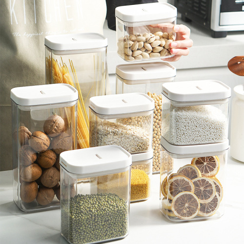 Sealed Cans Transparent Plastic Household Kitchen Food Grade Nuts Oatmeal Spices Storage Tank Cereals Storage Box