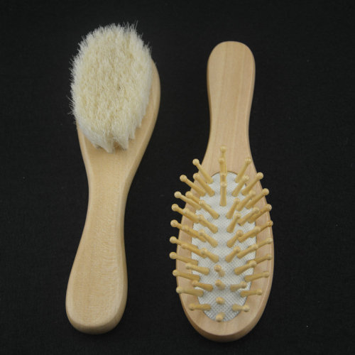 Baby Daily Care Supplies Wooden Shampoo Bath Wool Brush Soft Skin Care Cleaning Brush Wool Brush Set