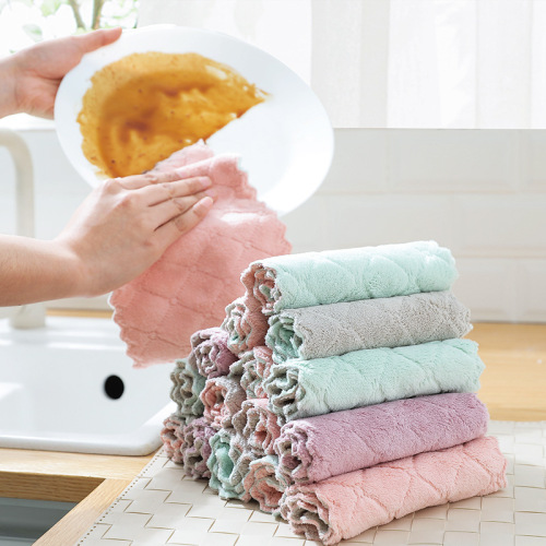 2278 absorbent dishcloth thickened table cleaning towel kitchen not easy to touch oil cleaning rag hand towel