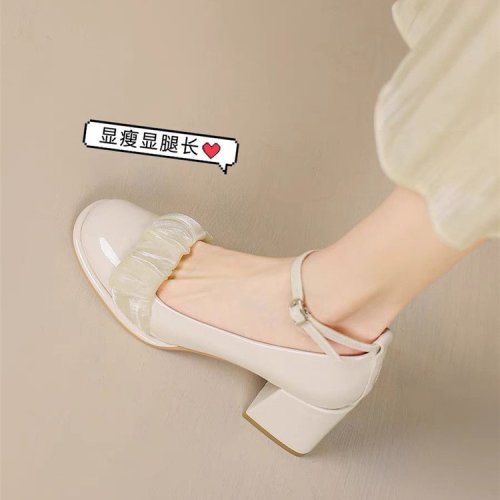 chunky heel single-layer shoes for women 2022 spring new gentle lady style mary jane shallow mouth fairy shoes thick bottom high
