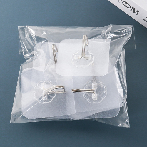 10 pack transparent sticky hook printing hook household punch-free clothes hook kitchen bathroom door rear hook