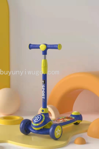 2022 buyun new children‘s scooter high-meter car with music wheels light mute wheel