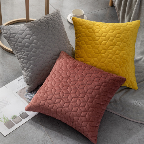 Nordic Style Cross-Border Home pillow Case Hexagonal Plaid Pillow Case Velvet Solid Color Sofa Bedside Pillow Case
