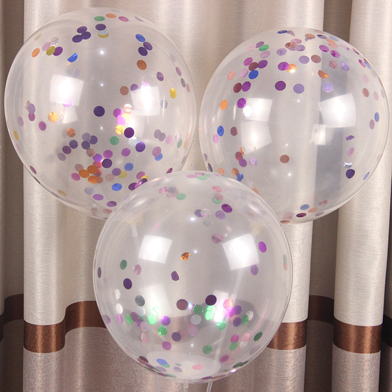生日派对婚礼装饰结婚房布置加厚2.8克12寸乳胶透明亮片纸屑气球详情9