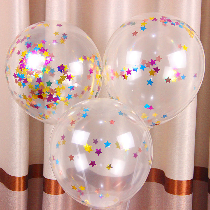 生日派对婚礼装饰结婚房布置加厚2.8克12寸乳胶透明亮片纸屑气球详情10