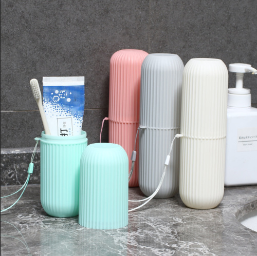 Striped Toothbrush Case Portable Wash Cup Brushing Cup Set