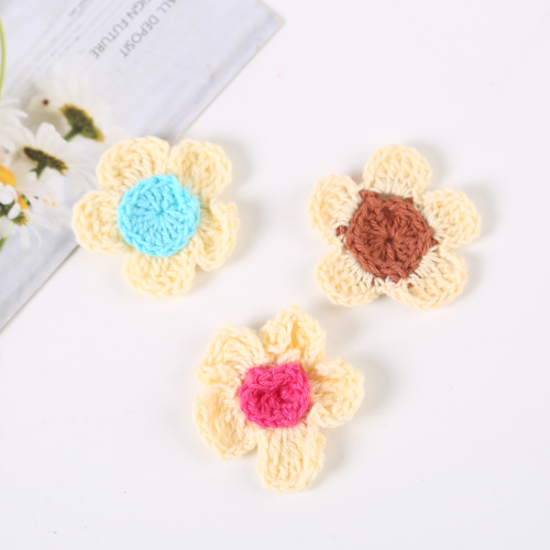 Wool Woven Flower cloth Stickers Small Flower Handmade Crochet Fabric Flower Accessories Hat Clothes Decorative Accessories Material