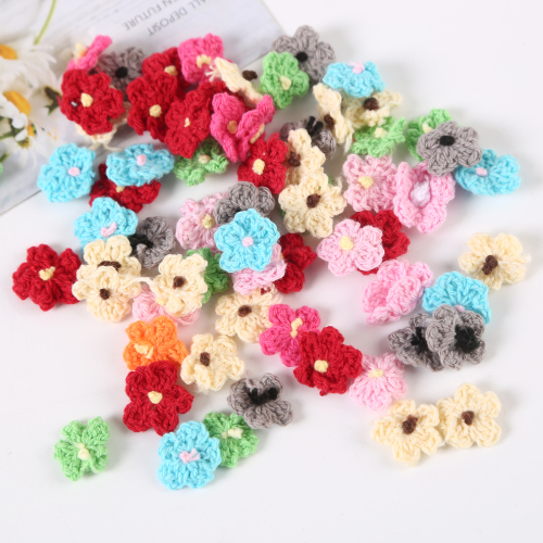 diy wool flower hand crocheted flower woven hand crocheted flower 1.8cm five petal flower clothing accessories children‘s clothing accessories