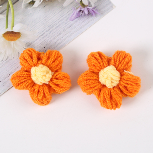 Spot DIY Hand-Woven Puff Flower Milk Cotton Wool Hand Crochet Flower Clothing Accessories Hand Hook Flower Accessories